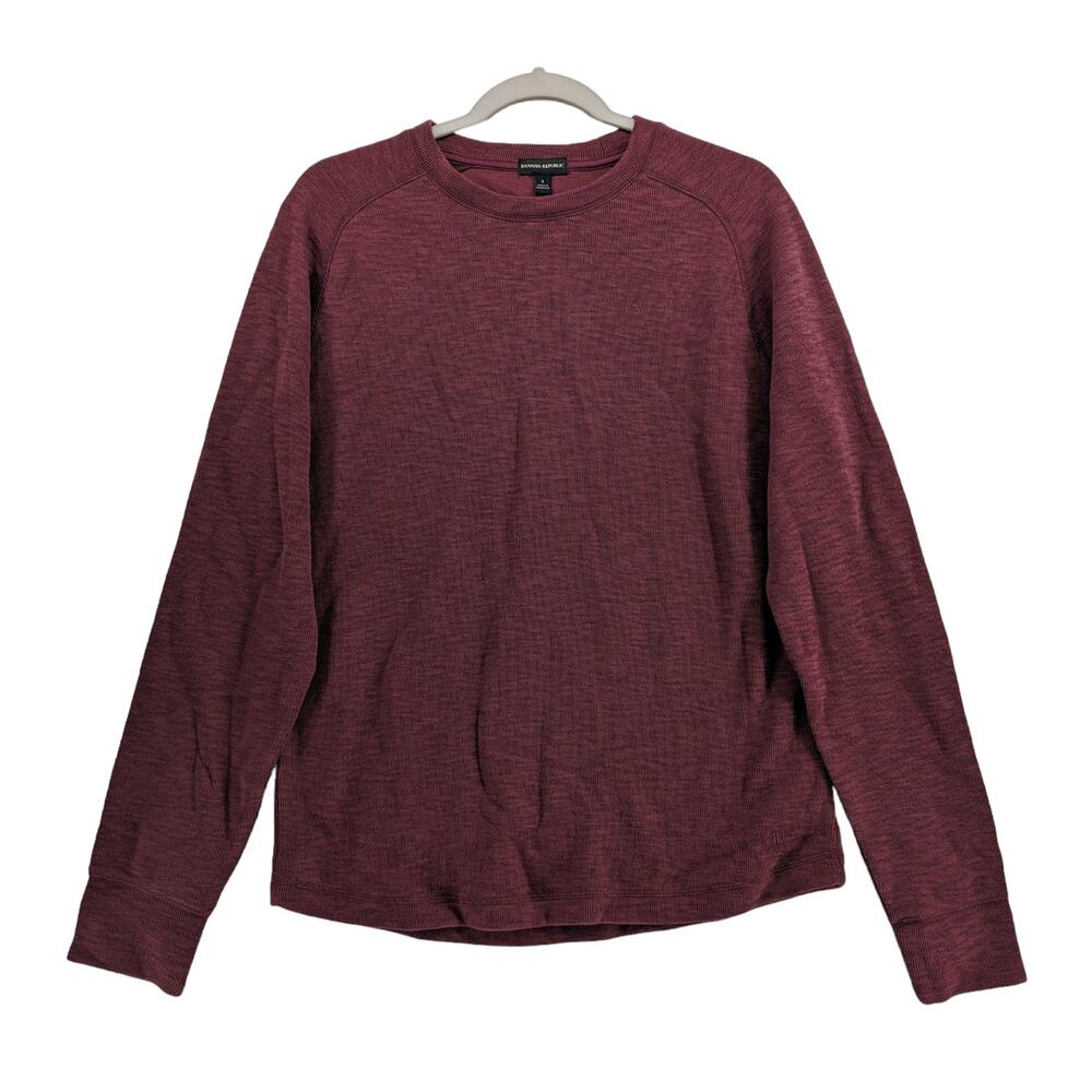 Banana Republic Double Knit Shirt S Burgundy Red‎ Crewneck Layering Classic Tee